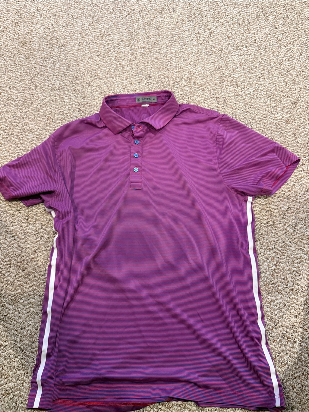 G/Fore Men's Magenta Polo With White Side Stripes